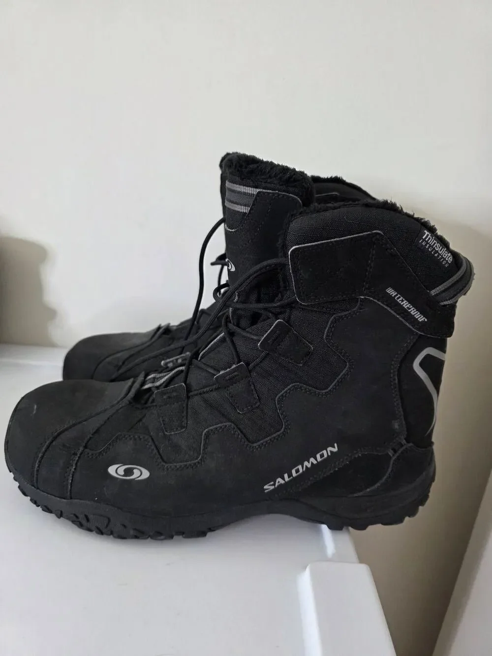 Salomon Snowtrip Black Thinsulate 200 Gram Waterproof Boots Mens Size 12.5